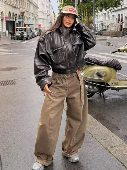 Asymmetric Zip Moto Biker Jacket